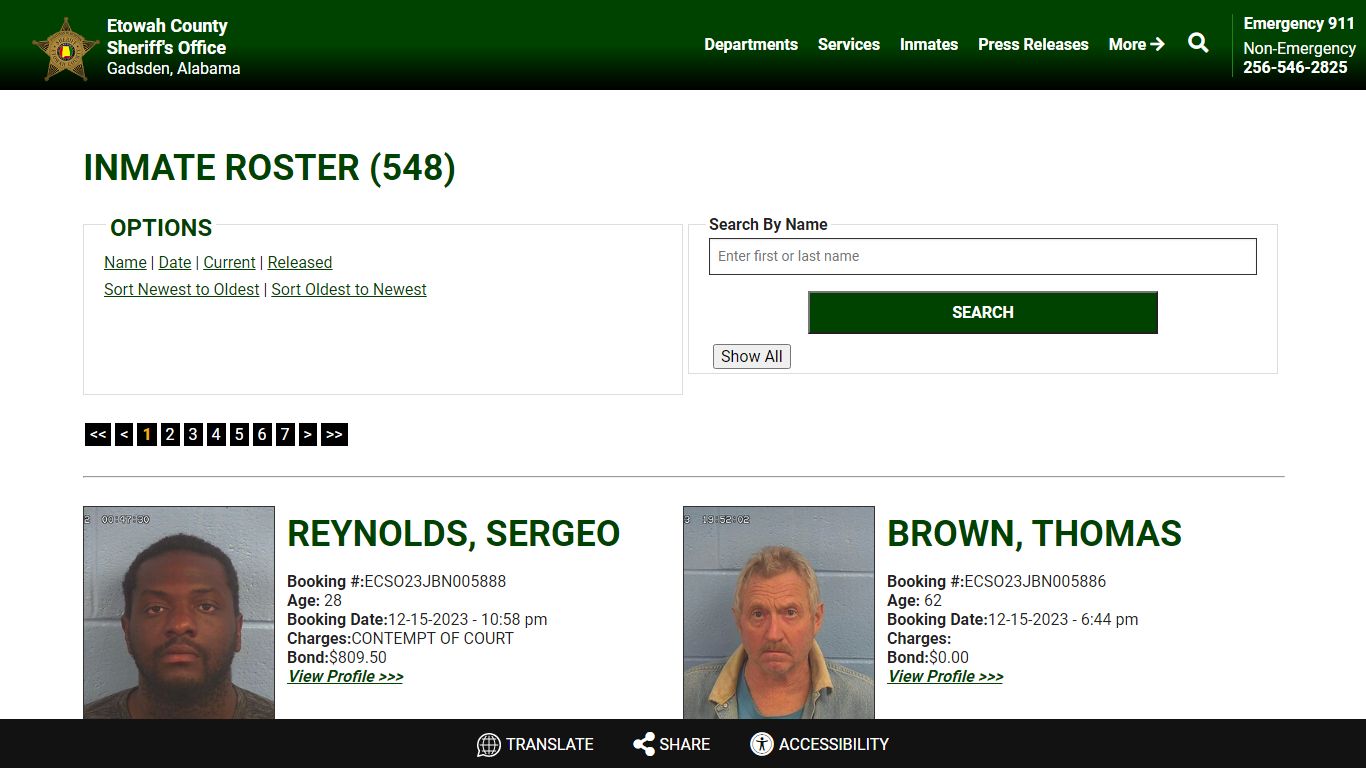 Inmate Roster - Current Inmates Booking Date Descending - Etowah County ...